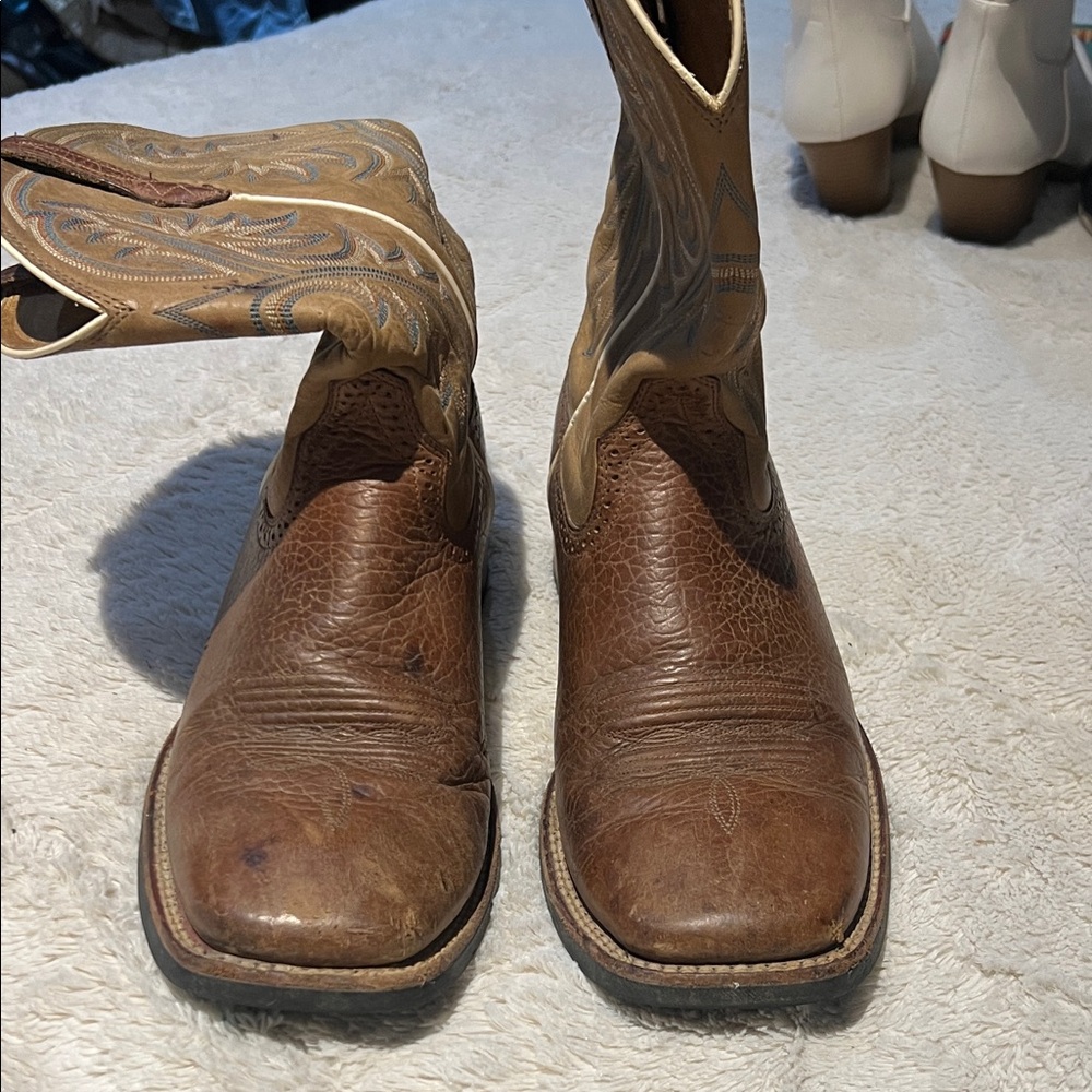 Brown Leather Cowboy Boots Ariat Size 11.5 D
